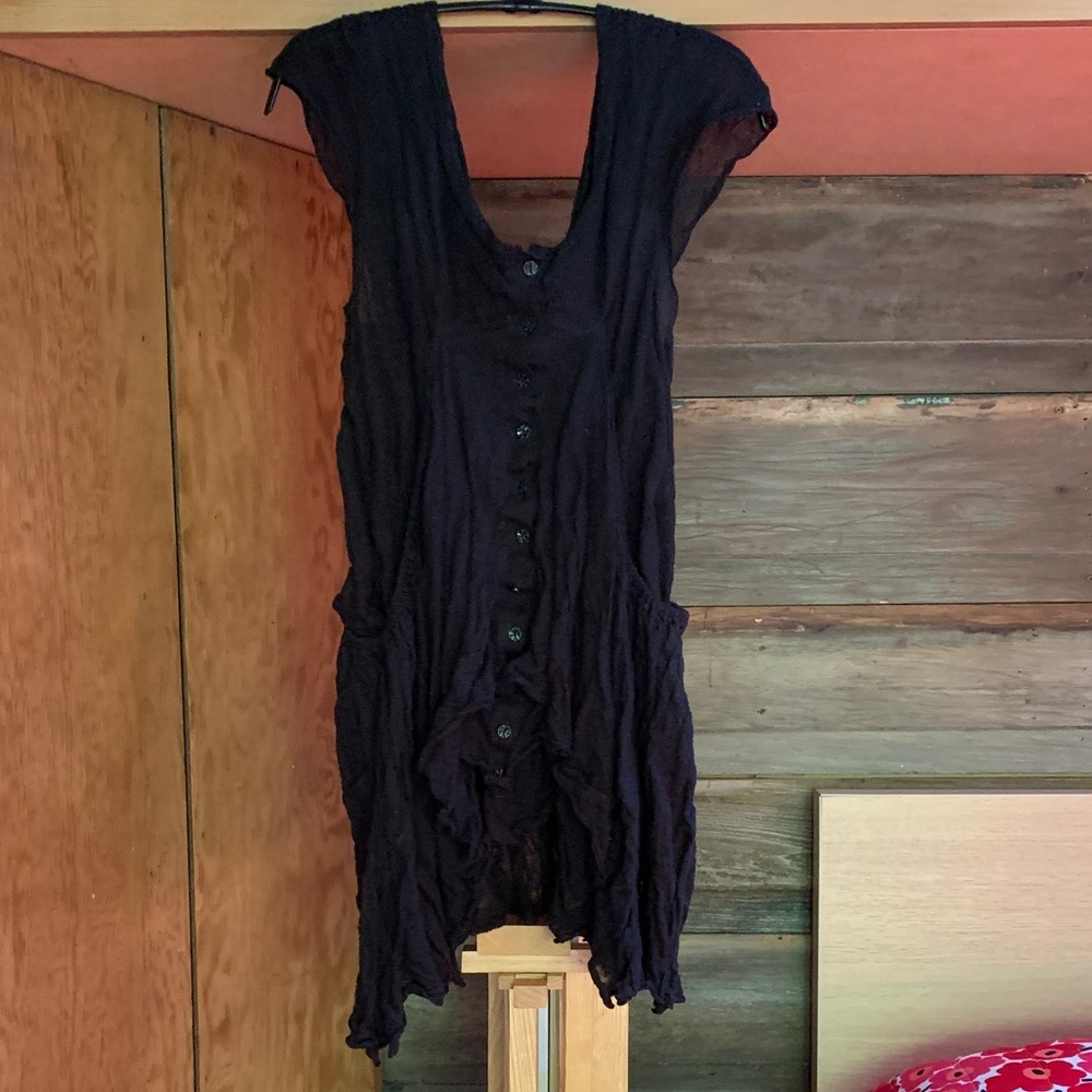 Moth Black Button-Down Tunic